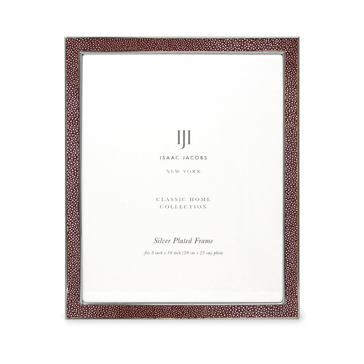 Isaac Jacobs Leather with Metal (Vertical &amp; Horizontal) Picture Frame, Shagreen Border w/ Black Fabric Easel, Wall-Mountable, Made For Tabletop, Photo Gallery