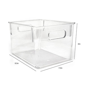 Isaac Jacobs 3-Pack Clear Storage Bins with Handles, Plastic Organizer for Home, Room, Office, Fridge, Kitchen/Pantry Non-Slip Container Set, Food Safe, BPA Free