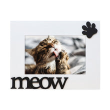 Isaac Jacobs Wood Sentiments Cat “Meow” Picture Frame, Photo Gift for Pet Cat, Kitten, Display on Tabletop, Desk