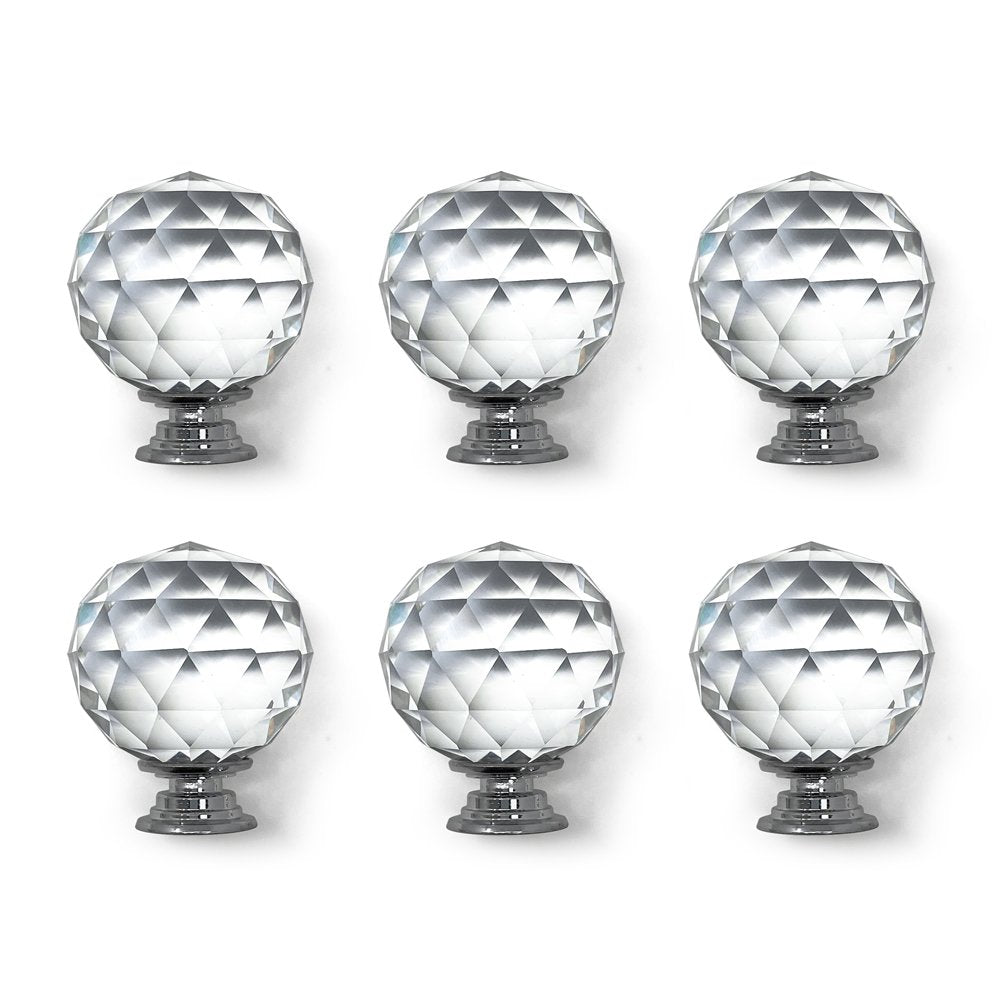 Isaac Jacobs Round Ball Shape (53 MM) Crystal Knobs Set, Cabinet Knobs with Screws, Drawer Pulls, Glass for Dresser, Bathroom, Bedroom, Kitchen, Living Room &amp; More