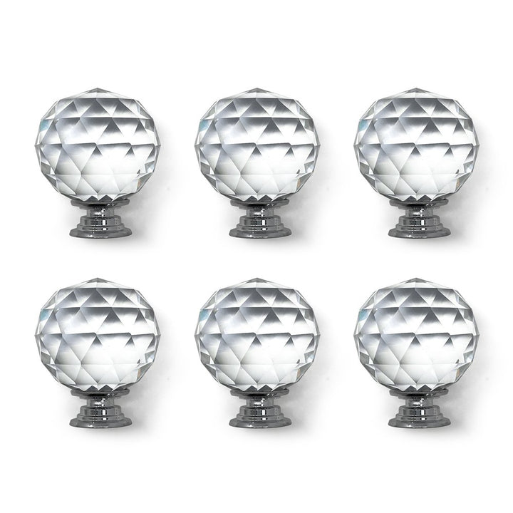 Isaac Jacobs Round Ball Shape (53 MM) Crystal Knobs Set, Cabinet Knobs with Screws, Drawer Pulls, Glass for Dresser, Bathroom, Bedroom, Kitchen, Living Room &amp; More
