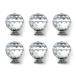 Isaac Jacobs Round Ball Shape (53 MM) Crystal Knobs Set, Cabinet Knobs with Screws, Drawer Pulls, Glass for Dresser, Bathroom, Bedroom, Kitchen, Living Room & More