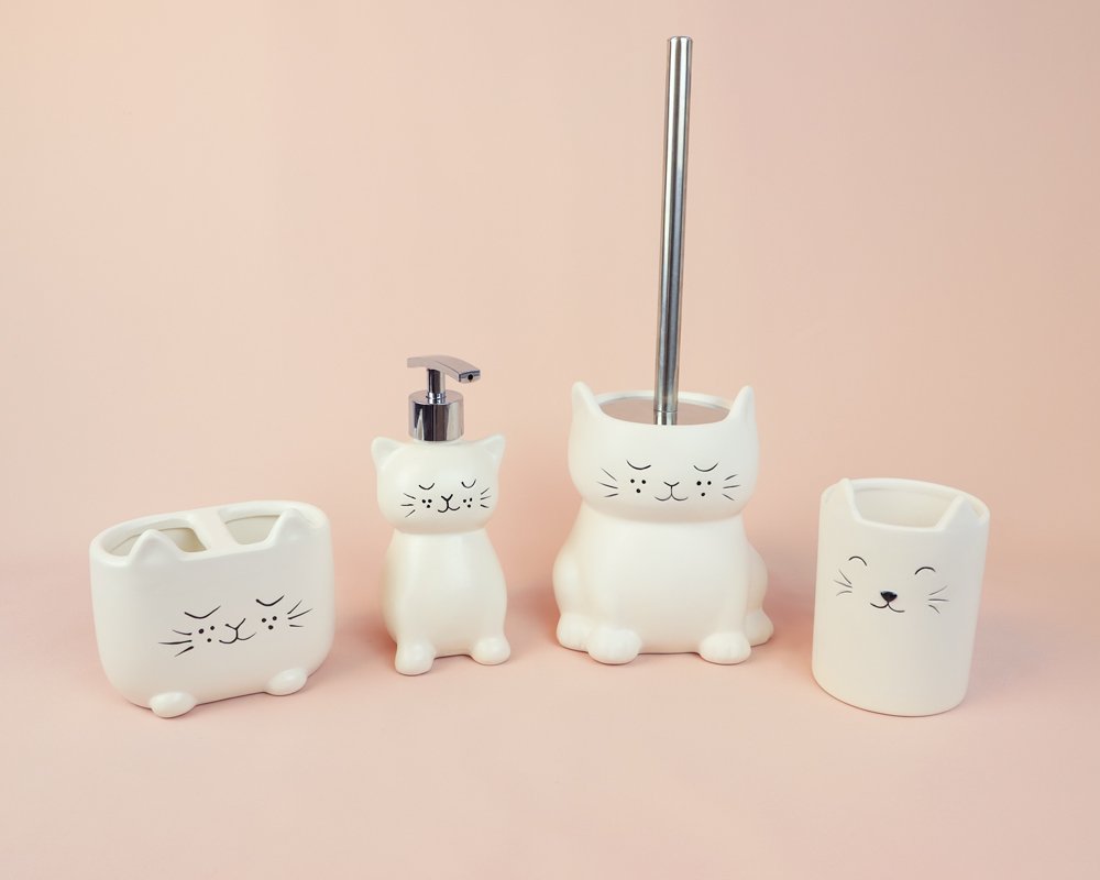 Isaac Jacobs Ceramic Toilet Bowl Brush Holder with Metal Handle - Bathroom Accessory &amp; Cleaning Storage