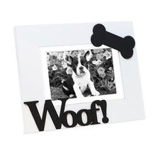 Isaac Jacobs Wood Sentiments Dog “Woof!” Picture Frame, Photo Gift for Pet Dog, Puppy, Display on Tabletop, Desk