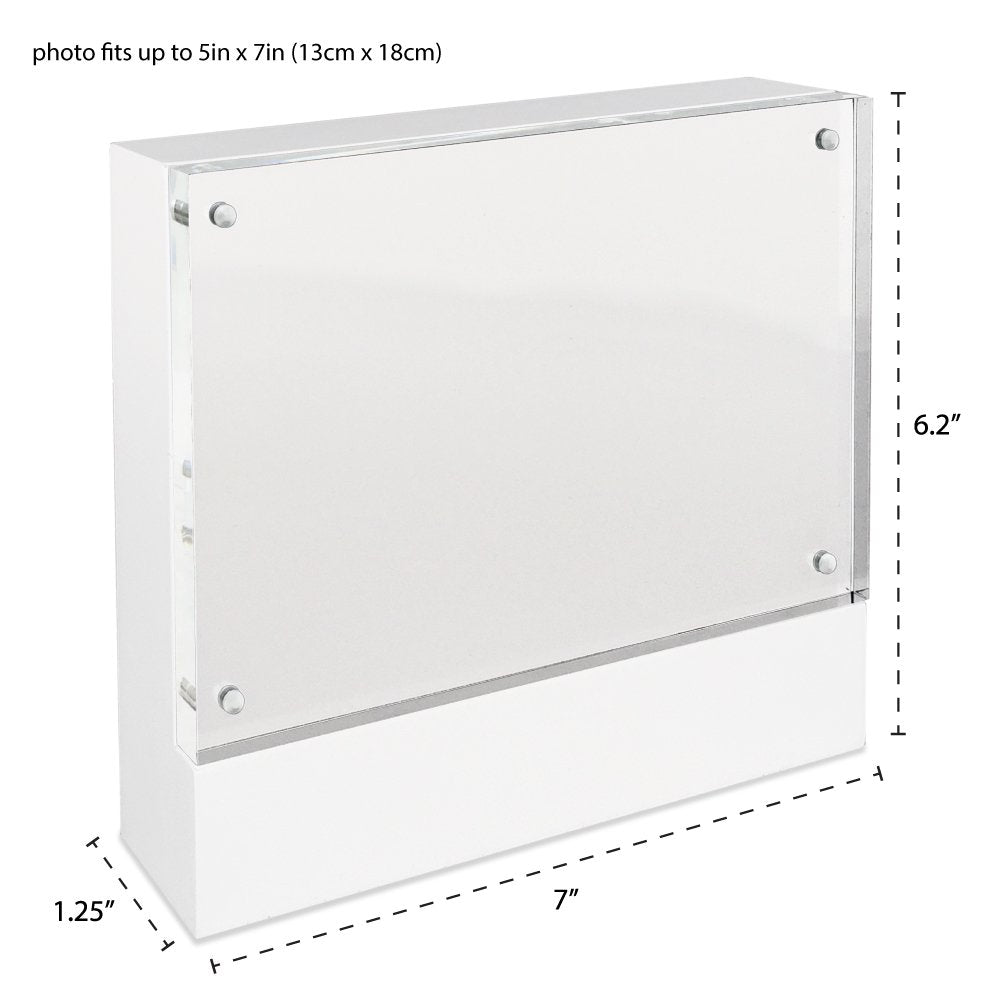 Isaac Jacobs Wood Block Acrylic Picture Frame, Magnetic Photo Frame, Made For Tabletop Display