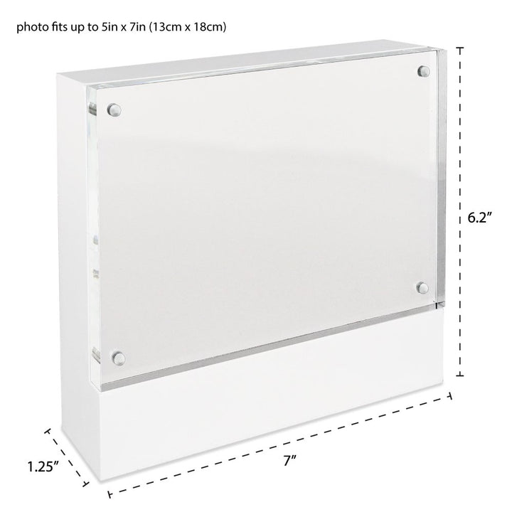 Isaac Jacobs Wood Block Acrylic Picture Frame, Magnetic Photo Frame, Made For Tabletop Display