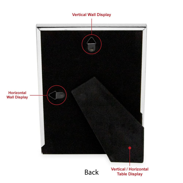 Isaac Jacobs Leather with Metal (Vertical &amp; Horizontal) Picture Frame, Shagreen Border w/ Black Fabric Easel, Wall-Mountable, Made For Tabletop, Photo Gallery