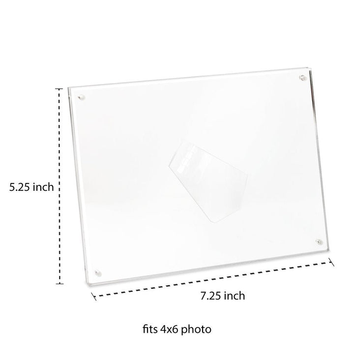 Isaac Jacobs Clear Plain Acrylic Picture Frame, Magnetic Photo Frame, Made for Tabletop Display with Two-Way Easel