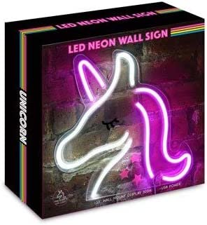 Isaac Jacobs 13" x 13" inch LED Neon Pink and White Unicorn Wall Sign for Cool Light, Wall Art, Bedroom Decorations, Home Accessories, Party, and Holiday Decor: Powered by USB Wire (Unicorn)