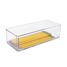 Isaac Jacobs Clear Acrylic Rectangular Stackable Storage Organizer, (9" L x 3.5" W x 2.5" H) Drawer Tray, Multi-Functional, Bathroom, Kitchen, Home, Office, Desk, Drawers