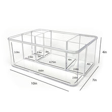 Isaac Jacobs 5-Compartment Clear Acrylic Organizer (10” L x 7” W x 4” H), Makeup Brush Holder, Tall Slot, Multi-Sectional Tray, Storage Solution for Makeup, School, Crafts, Office Supplies & More
