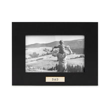 Isaac Jacobs Wood Sentiments "Dad" Picture Frame, Keepsake Photo Frame with Easel and a Hanging Tabs for Tabletop, Desktop & Wall Display