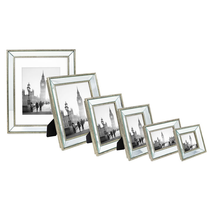 Isaac Jacobs Beveled Mirror Picture Frame - Classic Mirrored Frame with Deep Slanted Angle Made for Wall Décor Display, Photo Gallery and Wall Art
