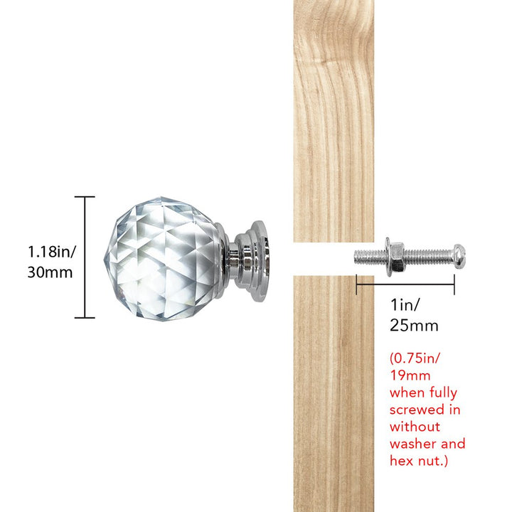 Isaac Jacobs Crystal Knobs Set, Cabinet Knobs with Screws, Drawer Pulls, Glass, for Dresser, Bathroom, Bedroom, Kitchen, Living Room &amp; More