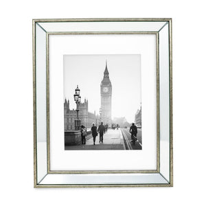 Isaac Jacobs Beveled Mirror Picture Frame - Classic Mirrored Frame with Deep Slanted Angle Made for Wall Décor Display, Photo Gallery and Wall Art