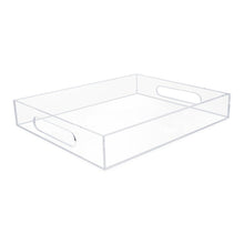 Isaac Jacobs Clear Acrylic Serving Tray with Cutout Handles, Spill-Proof, Stackable Organizer, Space-Saver, Food & Drinks Server, Indoors/Outdoors, Lucite Storage Décor & More