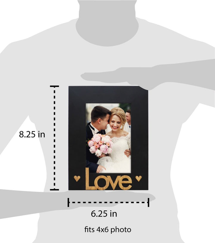 Isaac Jacobs Wood Sentiments “Love” Picture Frame, Photo Gift for Loved Ones, Family, Display on Tabletop, Desk