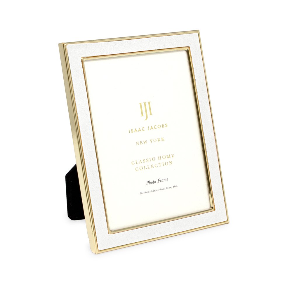 Isaac Jacobs Leather with Metal (Vertical &amp; Horizontal) Picture Frame, Suede Border w/ Black Fabric Easel, Wall-Mountable, Made For Tabletop, Photo Gallery