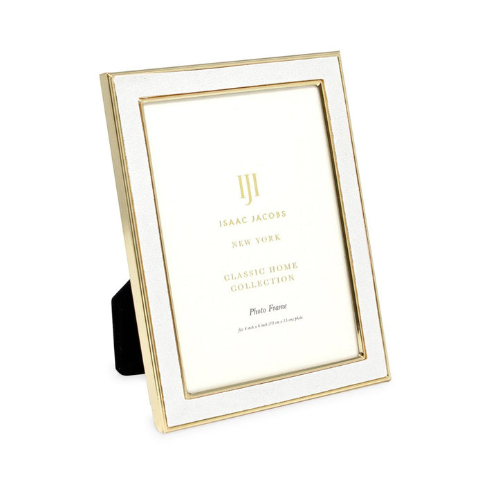 Isaac Jacobs Leather with Metal (Vertical &amp; Horizontal) Picture Frame, Suede Border w/ Black Fabric Easel, Wall-Mountable, Made For Tabletop, Photo Gallery