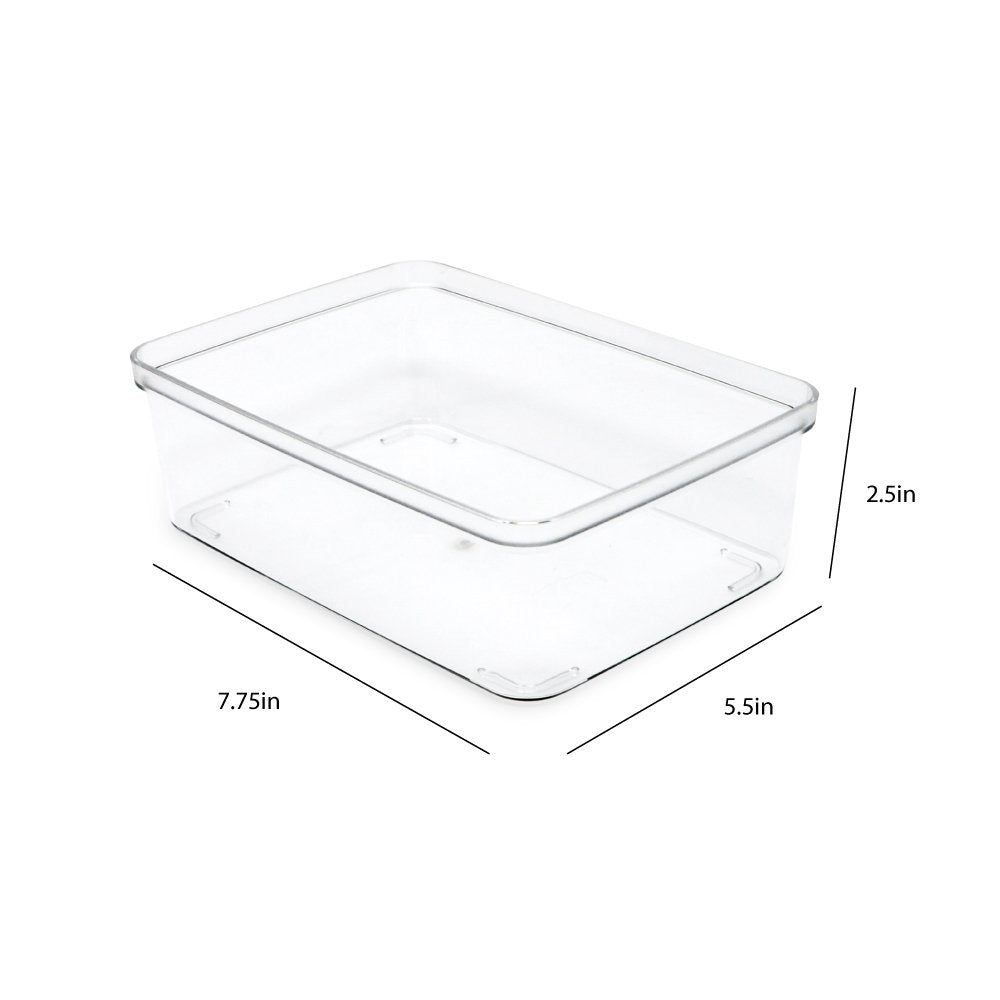 Isaac Jacobs Clear Storage Bins w/Cutout Handles, Plastic Organizer for Home, Office, Kitchen, Fridge/Freezer, Bathroom, BPA Free, Food Safe