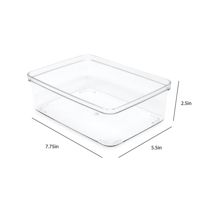 Isaac Jacobs Clear Storage Bins w/Cutout Handles, Plastic Organizer for Home, Office, Kitchen, Fridge/Freezer, Bathroom, BPA Free, Food Safe