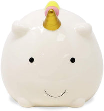 Isaac Jacobs Ceramic Small Unicorn Money Bank, Cute Piggy Bank for Kids, Fairytale Rainbow Nursery Room Décor, Happy Unicorn Coin Bank, Gift for Girls and Boys