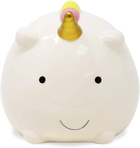 Isaac Jacobs Ceramic Small Unicorn Money Bank, Cute Piggy Bank for Kids, Fairytale Rainbow Nursery Room Décor, Happy Unicorn Coin Bank, Gift for Girls and Boys