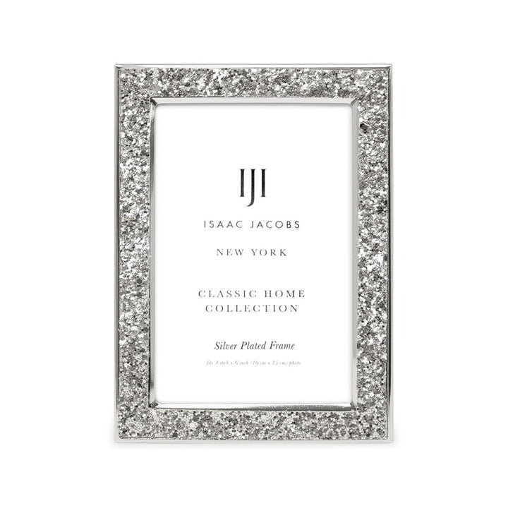 Isaac Jacobs Metal Glitter (Vertical &amp; Horizontal) Picture Frame, with Black Fabric Easel, Wall-Mountable, Made for Tabletop, Counterspace, Shelf and Desk