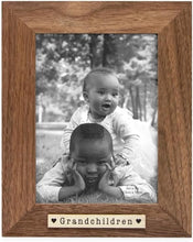 Isaac Jacobs Wood Sentiments "Grandchildren" Picture Frame, Keepsake Photo Frame with Easel and a Hanging Tabs for Tabletop, Desktop & Wall Display