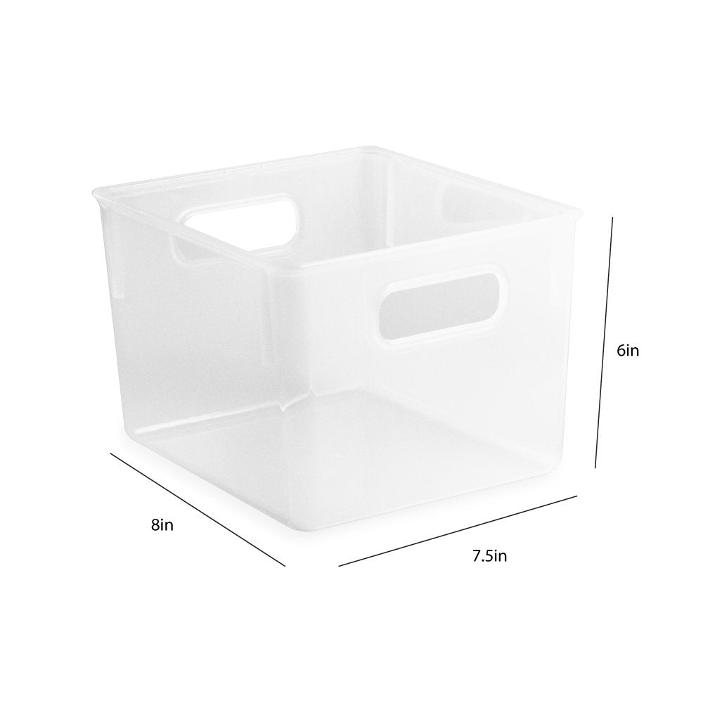 Isaac Jacobs 3-Pack Clear Storage Bins with Cutout Handles, Plastic Organizer for Home, Office, Kitchen, Fridge/Freezer, Drawers, BPA Free, Food Safe