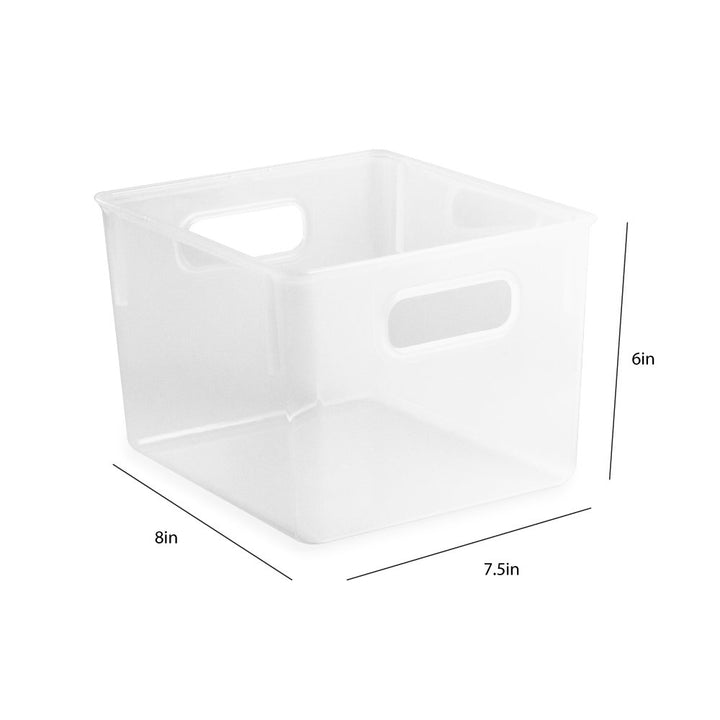 Isaac Jacobs 3-Pack Clear Storage Bins with Cutout Handles, Plastic Organizer for Home, Office, Kitchen, Fridge/Freezer, Drawers, BPA Free, Food Safe