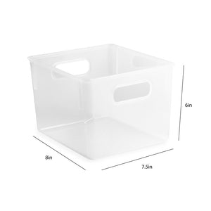 Isaac Jacobs 3-Pack Clear Storage Bins with Cutout Handles, Plastic Organizer for Home, Office, Kitchen, Fridge/Freezer, Drawers, BPA Free, Food Safe
