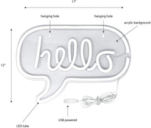 Isaac Jacobs 17” x 12” inch LED Neon ‘White & Pink “hello” Word Bubble’ Wall Sign for Cool Light, Wall Art, Bedroom Decorations, Home Accessories, Party, and Holiday Décor: Powered by USB Wire (HELLO)