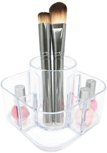 Isaac Jacobs 5-Compartment Clear Acrylic Organizer- Makeup Brush Holder- Storage Solution- Office, Bathroom, Kitchen Supplies and More
