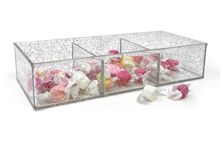 Isaac Jacobs Large 3-Compartment Clear Acrylic Stackable Organizer (12.9" L x 5" W x 2.7" H), Multi-Sectional Tray &amp; Storage Solution for Makeup, Craft Supplies &amp; More, for Bathroom, Kitchen, Office