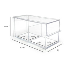 Isaac Jacobs 2-Compartment Rectangular Clear Acrylic Organizer with Lid (6.75" L x 3" W x 3.25" H), Tea Bag Holder, Multi-Sectional Tray, Stackable, Storage Box, for Kitchen, Bathroom, Office & More