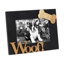 Isaac Jacobs Wood Sentiments Dog “Woof!” Picture Frame, Photo Gift for Pet Dog, Puppy, Display on Tabletop, Desk