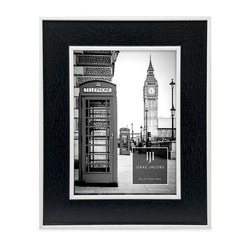 Isaac Jacobs (Vertical &amp; Horizontal) Double Border Picture Frame w/ Black Fabric Easel, Wall-Mountable, Made for Tabletop &amp; Gallery, Home or Office
