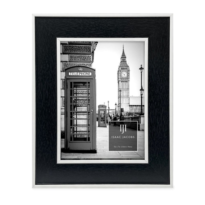 Isaac Jacobs (Vertical &amp; Horizontal) Double Border Picture Frame w/ Black Fabric Easel, Wall-Mountable, Made for Tabletop &amp; Gallery, Home or Office