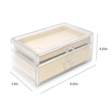 Isaac Jacobs Clear Acrylic 2-Drawer Jewelry Organizer (9.25” x 5.4” x 4.25”) w/ Velvet Lining, Stackable Storage Box For Necklaces, Bracelets, Earrings, Watches & Rings, Tabletop Display Case