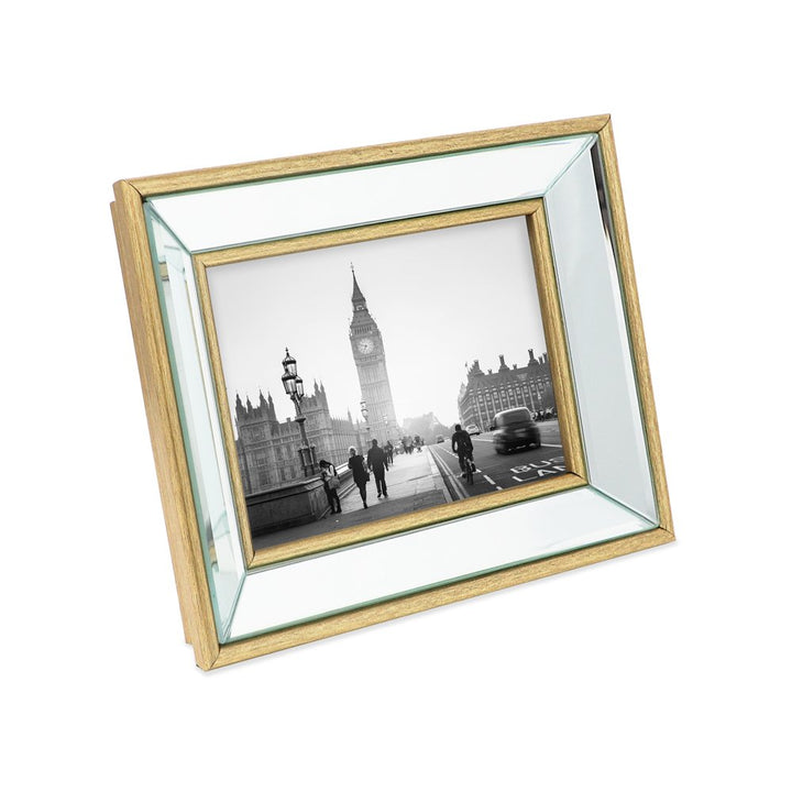Isaac Jacobs Beveled Mirror Picture Frame - Classic Mirrored Frame with Deep Slanted Angle Made for Wall Décor Display, Photo Gallery and Wall Art