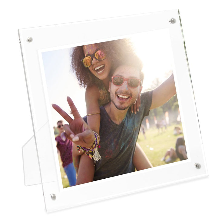 Isaac Jacobs Clear Plain Acrylic Picture Frame, Magnetic Photo Frame, Made for Tabletop Display with Two-Way Easel