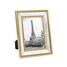 Isaac Jacobs Mirror Bead Picture Frame - Classic Mirrored Frame with Dotted Border Made for Wall Display, Tabletop, Photo Gallery and Wall Art