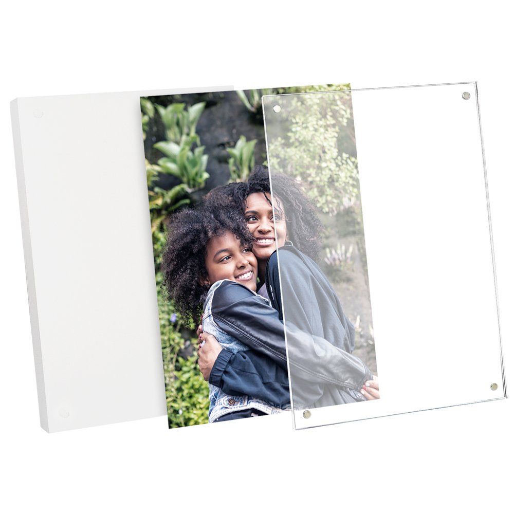 Isaac Jacobs Wood Acrylic Picture Frame, Magnetic Photo Frame with Easel, Made for Tabletop Display