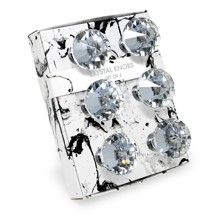 Isaac Jacobs Diamond Shape (53 MM) Crystal Knobs Set, Cabinet Knobs with Screws, Drawer Pulls, Glass, for Dresser, Bathroom, Bedroom, Kitchen, Living Room &amp; More