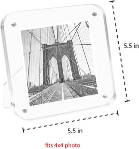 Isaac Jacobs Clear Plain Rounded Corner Acrylic Picture Frame, Magnetic Photo Frame, Made for Tabletop Display with Two-Way Easel