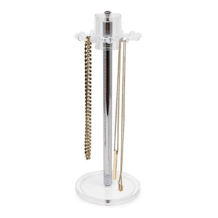 Isaac Jacobs Clear Acrylic Necklace Holder (12 Rotating Hooks) – Hanging Chain Organizer, Sleek &amp; Sturdy Stand for Jewelry – Storage Solution- Bedroom- Bathroom - Countertop - Nightstand