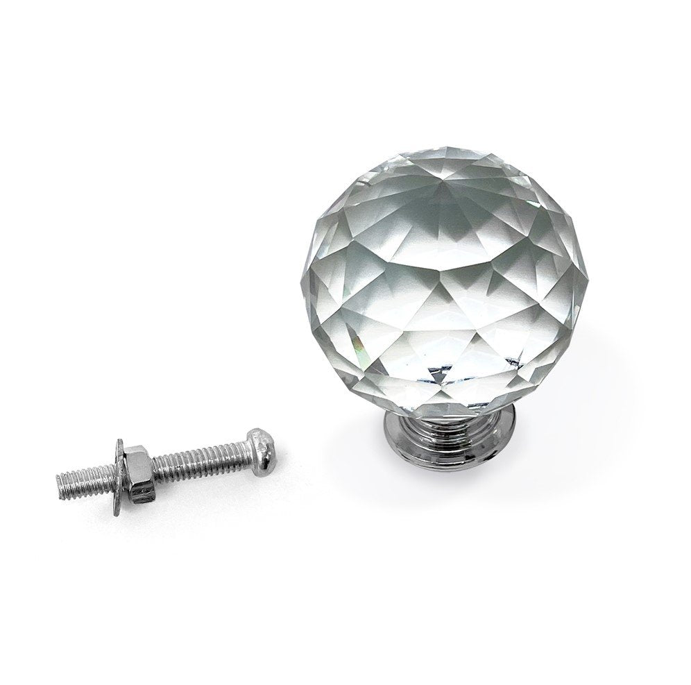 Isaac Jacobs Round Ball Shape (53 MM) Crystal Knobs Set, Cabinet Knobs with Screws, Drawer Pulls, Glass for Dresser, Bathroom, Bedroom, Kitchen, Living Room &amp; More
