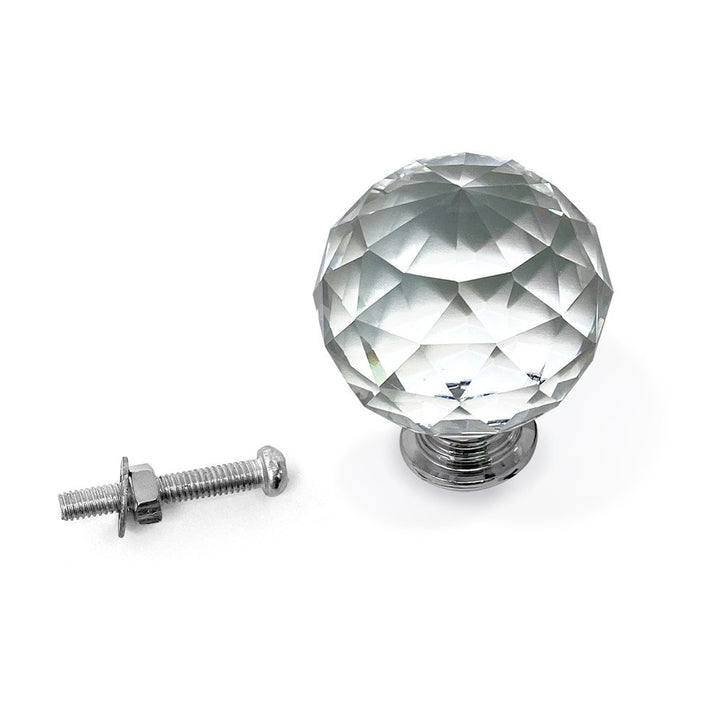 Isaac Jacobs Round Ball Shape (53 MM) Crystal Knobs Set, Cabinet Knobs with Screws, Drawer Pulls, Glass for Dresser, Bathroom, Bedroom, Kitchen, Living Room &amp; More