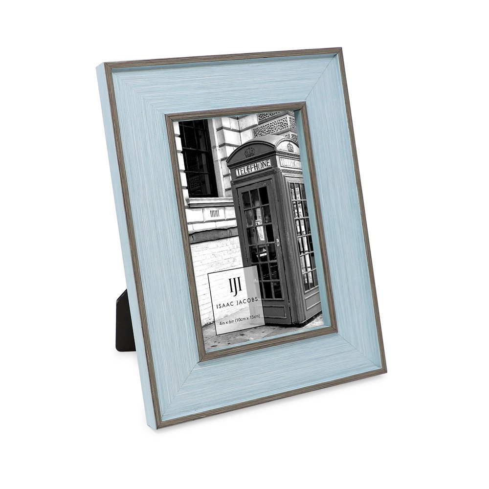 Isaac Jacobs (Vertical &amp; Horizontal) Double Border Picture Frame w/ Black Fabric Easel, Wall-Mountable, Made for Tabletop &amp; Gallery, Home or Office